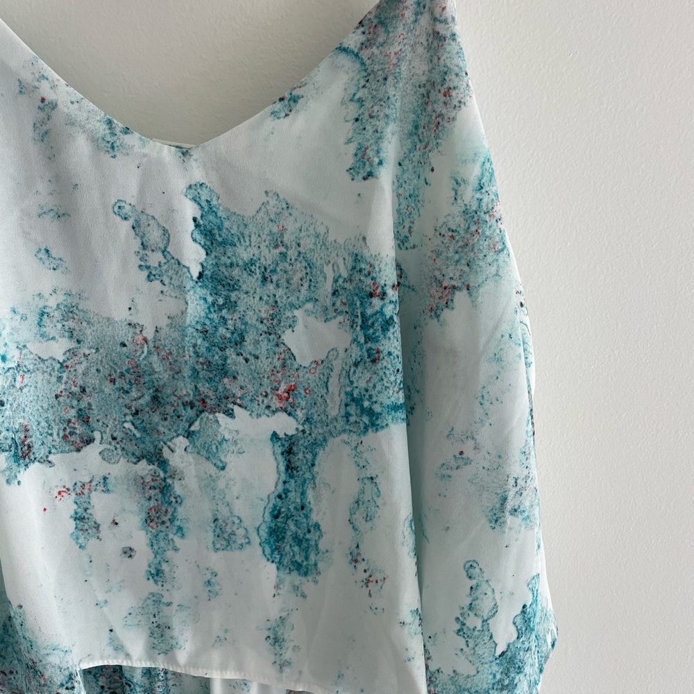 Light Blue Marble Print Spaghetti Strap Dress - Picture 2 of 3